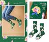 ETSMON Damen Crew-Socken, Stilvolles und Einzigartiges Design, Dehnbar, Atmungsaktiv, Blumendruck, Bunt, Hohe Crew-Länge, Lässig, Geschenk, Baumwolle, Ganzjahres