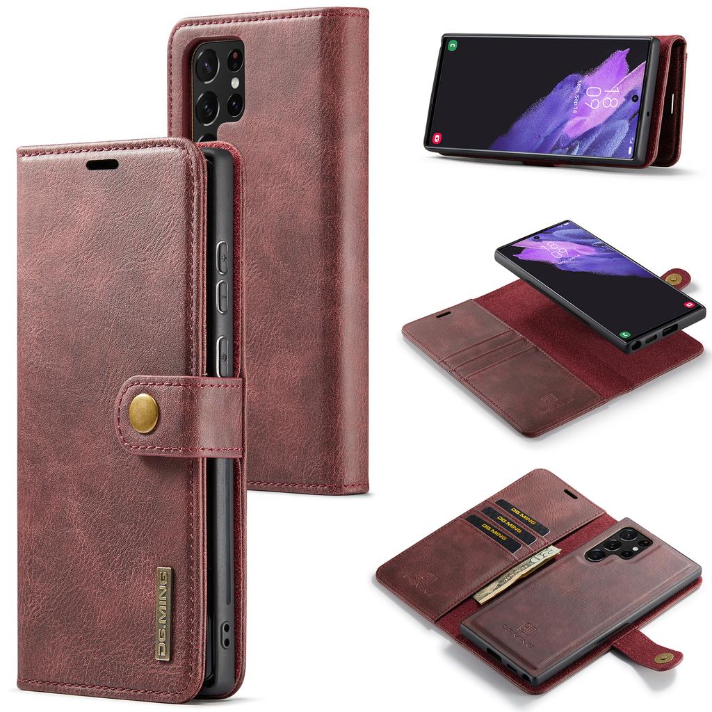 DG.MING for Samsung Galaxy S24 Ultra Case Detachable Split Leather Cover with Stand Wallet