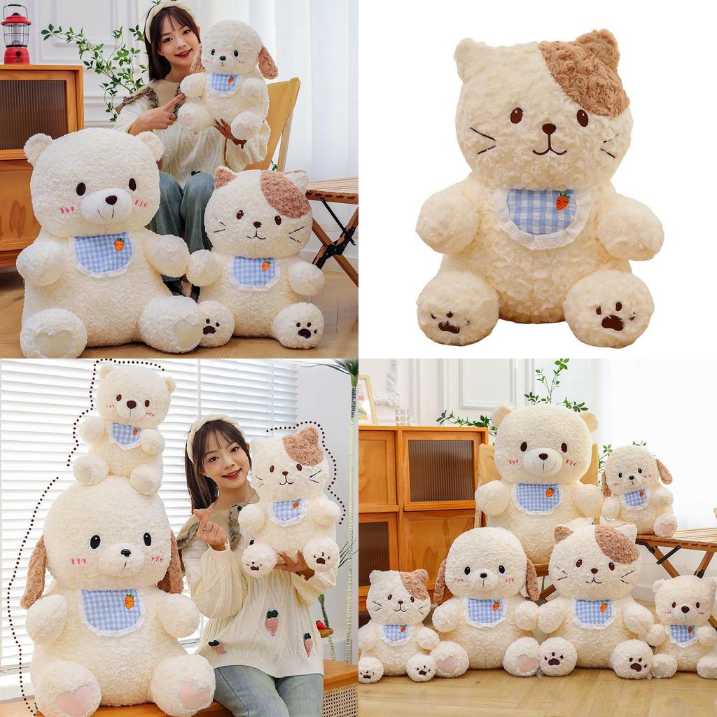 Adorable New Plush Dog Baby Bib Toy Cuddly Bear Stuffed Animal Doll Gift