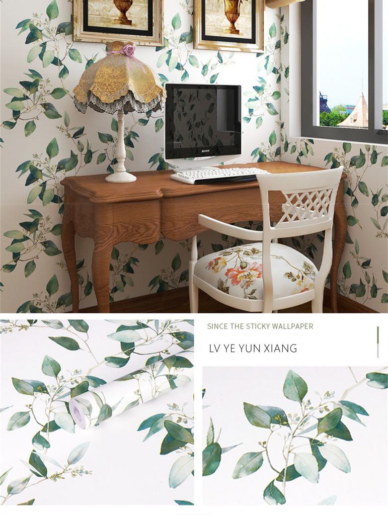 6M Vinyl Green Leaf Peel and Stick Wallpaper Self Adhesive Contact Paper Removable Waterproof Wallpaper For Furniture Renovation