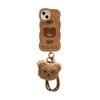 Bow Plush Bear Lanyard Suitable for Apple 15 Mobile Phone Case 16PRO Cute Silicone 14 Full Cover Anti-fall XR