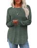 2024 Autumn Women's Loose Round Neck High-Low Hem Top
