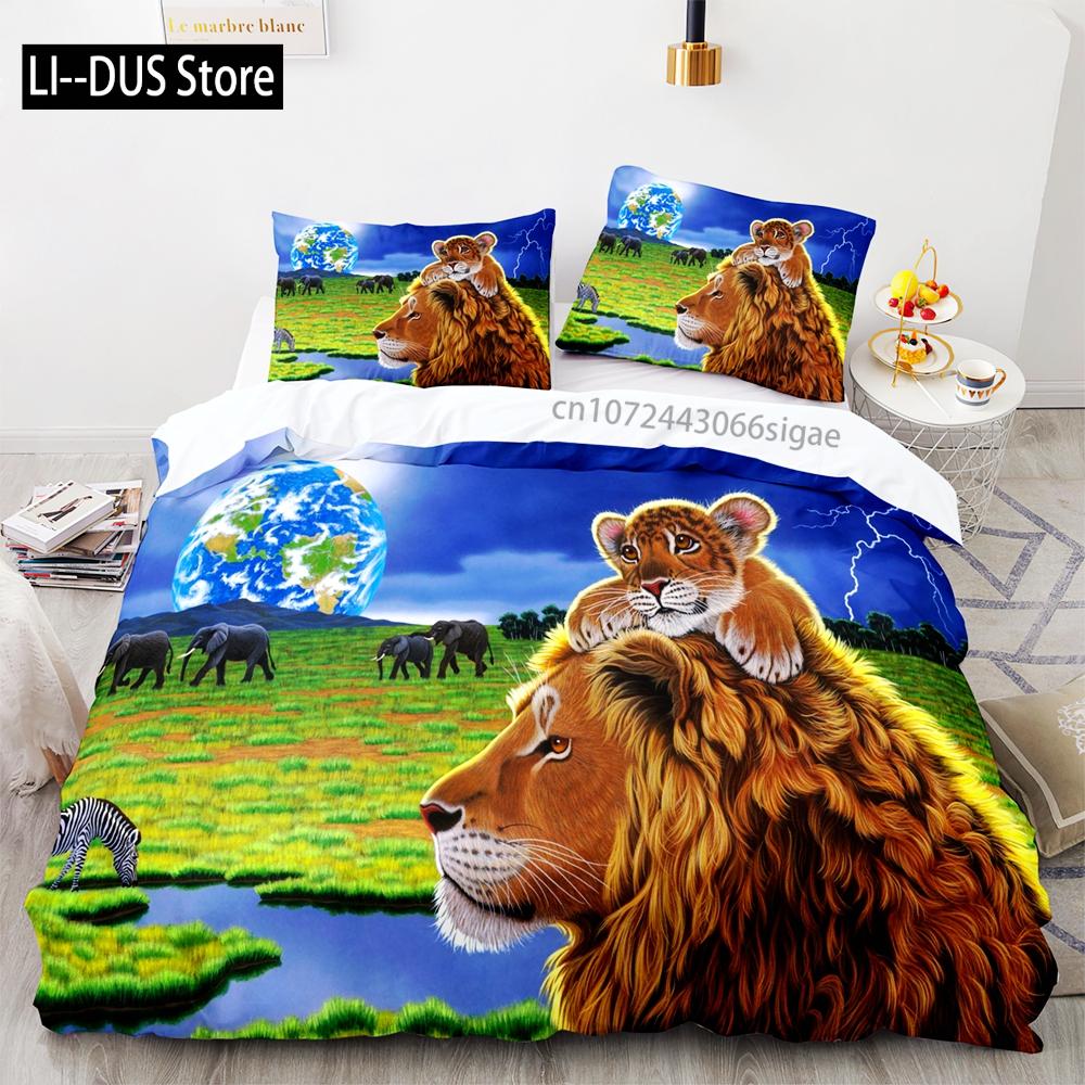 Beast lion Bedding Set Single Twin Full Queen King Size Animal Bed Set Aldult Kid Bedroom Duvetcover Sets 3D Print 036