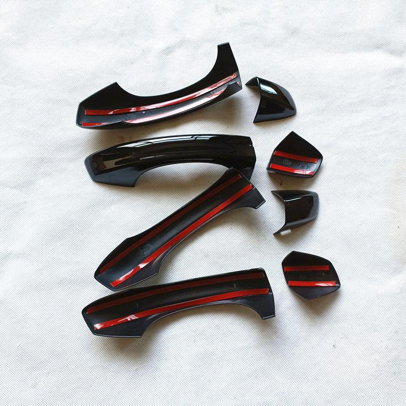 Plast Glans Svart Dörrhandtagsskydd Dekor passande för Skoda Fabia 3 iii MK3 nj nj3 Bil Styling Dekaler Tillbehör