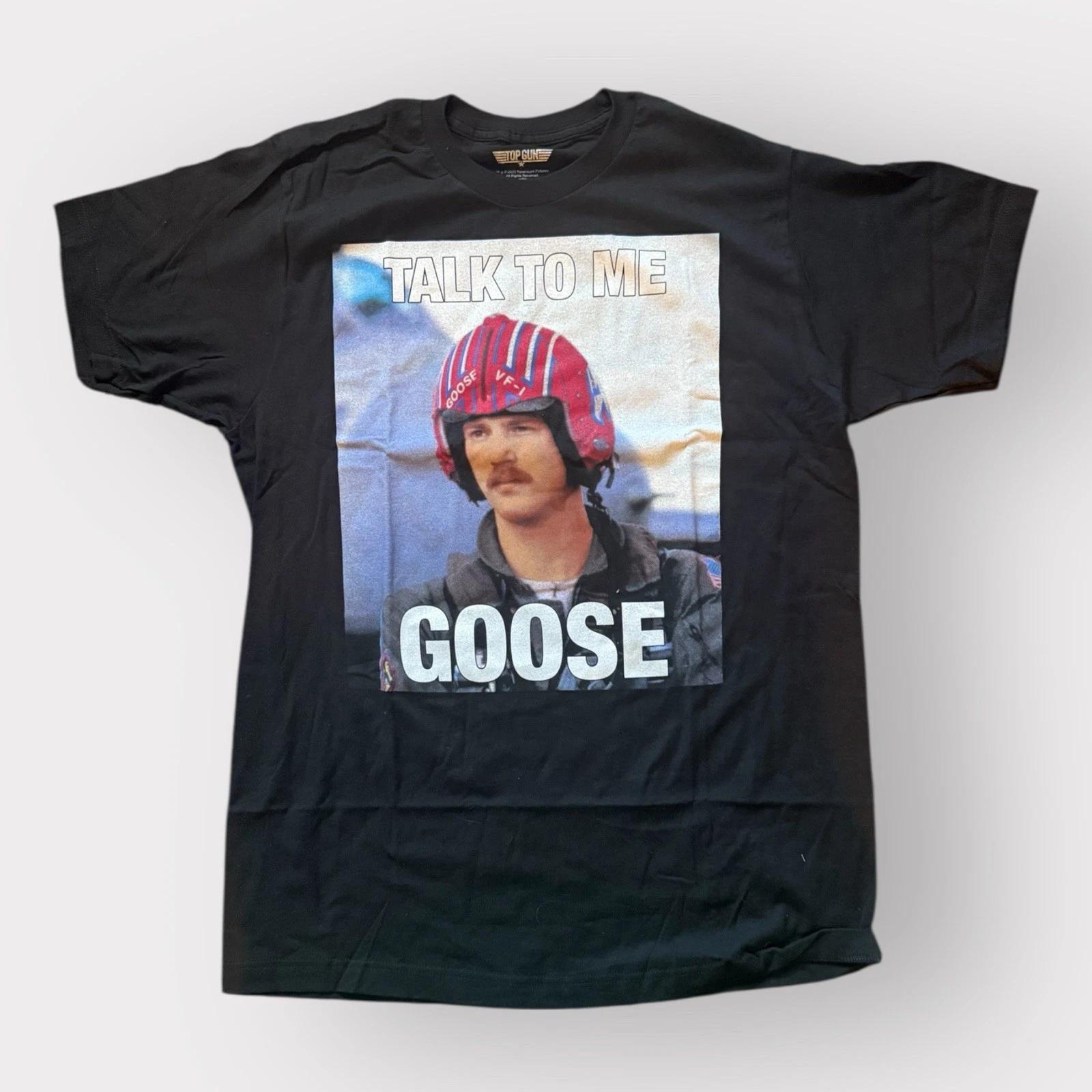 Top Gun Talk To Me Goose T- Shirt Men’s Large Black Movie Graphic Tee Cotton L