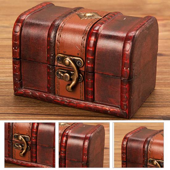 Small Jewelry Storage Treasure Rustic Wooden Box Case Vintage Handmade Chest