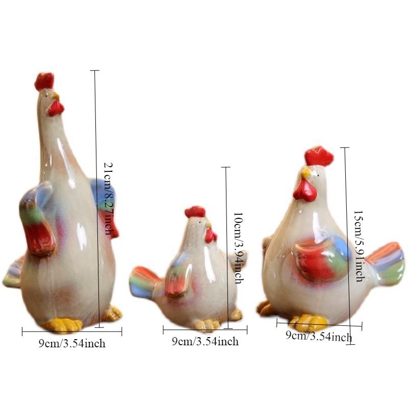 

Ceramic Chicken Family of Three Sculpture Room Aesthetic Decor Creative Animal Statue Desk Decoration Craft Figurines Miniatures