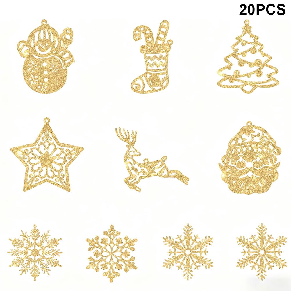 20PCS Christmas Snowflake Decor DIY Material Christmas Pendant Snowflake Ornaments Winter Home Christmas Tree Ornaments золотистый