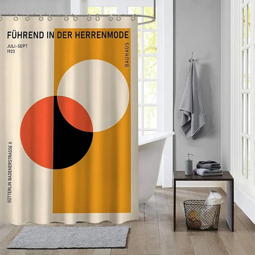 

Black And White Modernism Exhibition Vintage Minimalist Bauhaus Waterproof Fabric Shower Curtain Bathroom Decoration Curtain 180x180cm