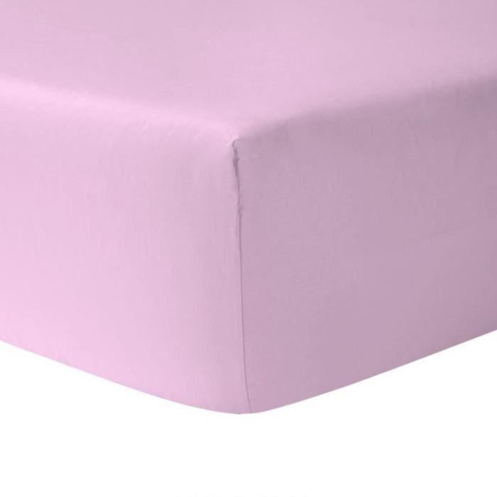 DUBLANC Drap Housse 140 x 190 cm ROSE PALE - 100 % coton