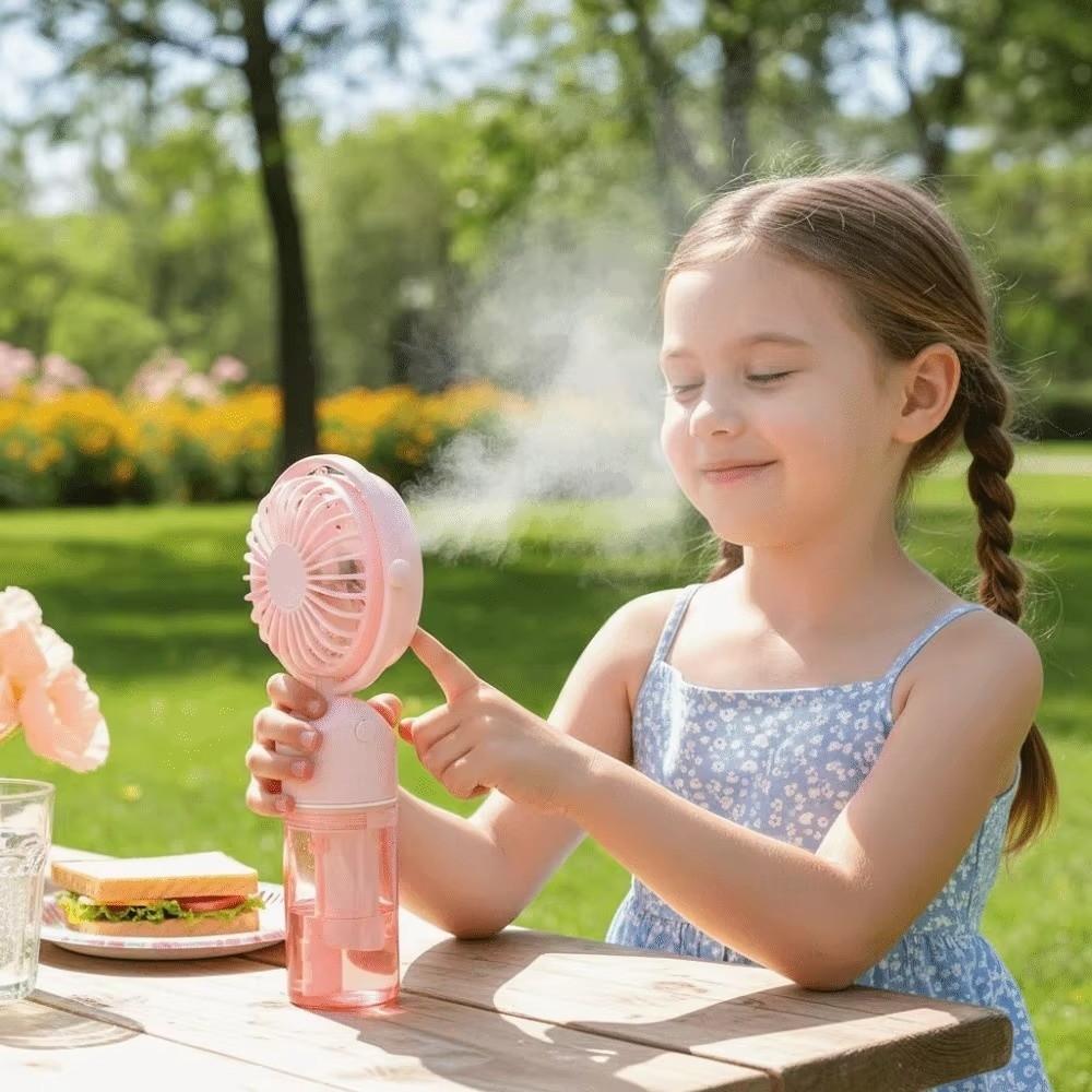 Hanging Neck Water Mist Fan Type-C Rechargeable Handheld Fan Portable Spray Fan  Summer