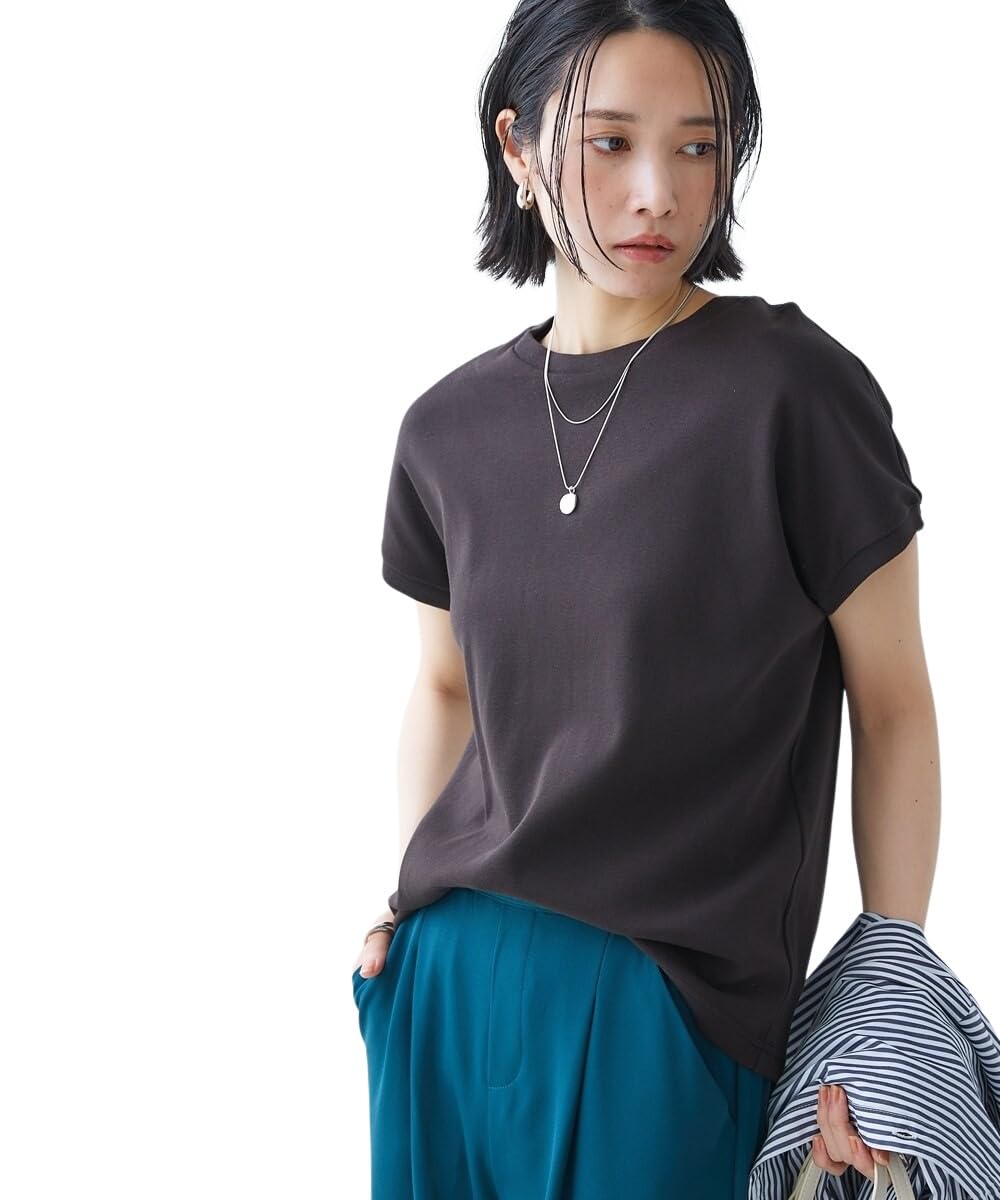 

и хлопок фрезерование рукав-фонарик S [Nissen] Женские футболки трикотажные изделия, устойчивые к УФ-лучам, 100% материал, футболка, черный, чёрный