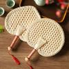 Hand Woven Handheld Fan Rustic Chinese Manual Fan Personality Camping Fan  For Summer Cooling