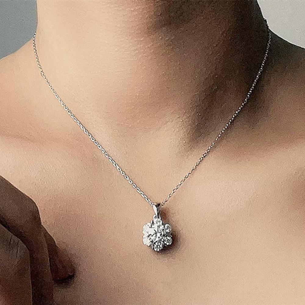 Vinregem 100% 925 Sterlingsilber VVS1 3EX D Farbe 1CT 6,5 MM Echter Moissanit Diamant Edelstein Blume Anhänger Halskette Echtschmuck GRA