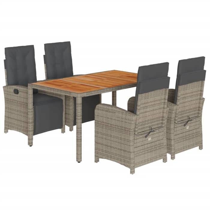 VidaXL Garden Dining Set with Cushions 5 Pcs, Table and Chairs with Adjustable Backrest and Footrest, Furniture 3212482