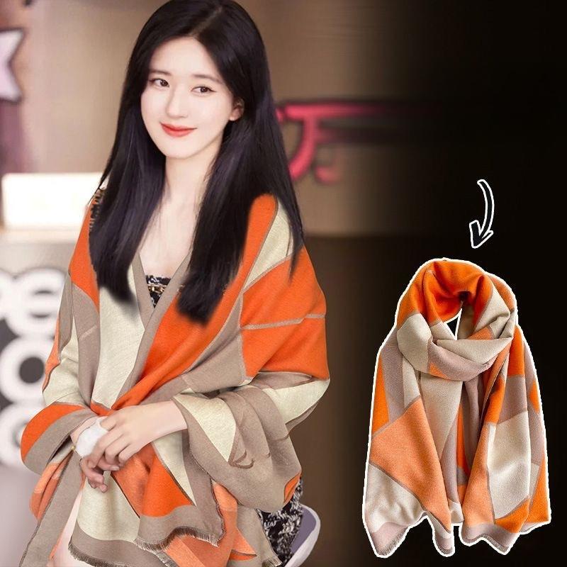 Korean Version of The New All-match Imitation Cashmere Winter Geometric Irregular Scarf for Girls To Keep Warm and High End Shawl for Travel