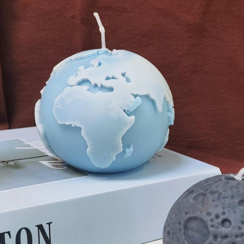 Candle Silicone Mould 3D Moon/Earth Shaped Epoxy Resin Mold for DIY Candle Making Handmade Crafts Home Decoration