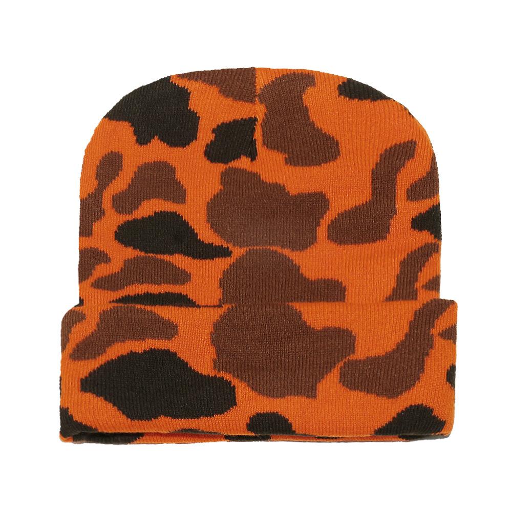 Camouflage Wool Hat Thermal Hat Winter Digital Camouflage Jacquard Beanie Knitted Hat Men