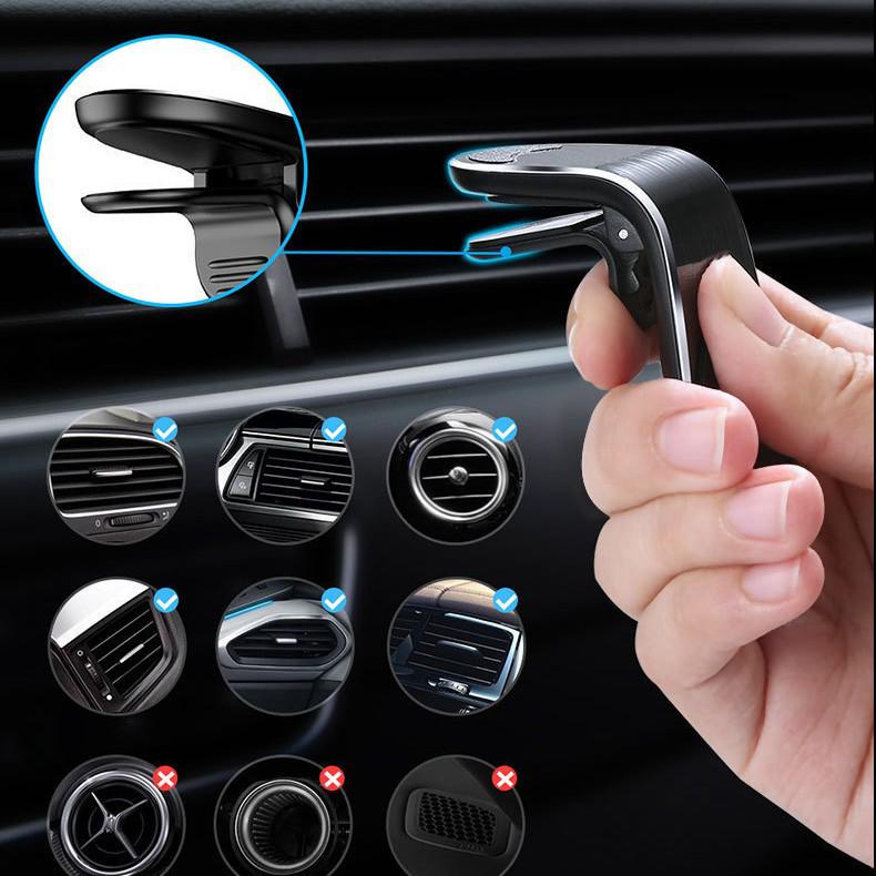 Magnetic Car Phone Holder with Suction Cup & Air Vent Clip - Strong Magnetic Force & Portable Design