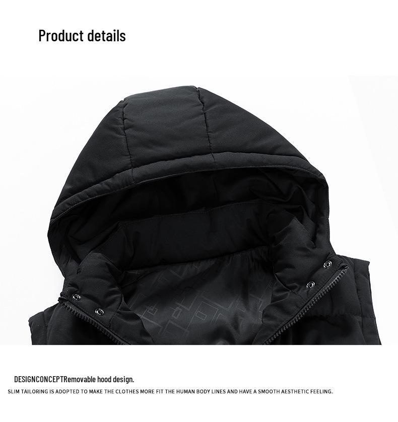 Men's Down Cotton Vest - Autumn/Winter Sleeveless Jacket, Slim Fit, Plus Size, Cap Sleeve, Trendy Casual Solid Color.
