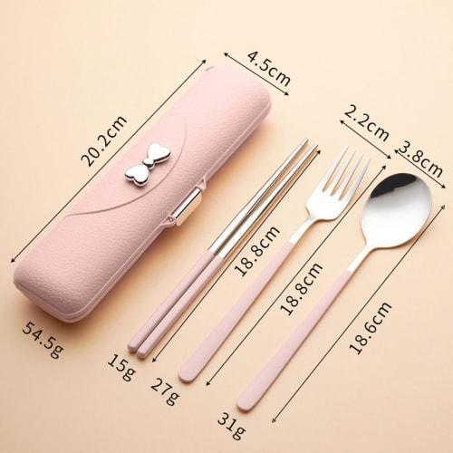 Stainless Steel 3-piece Cutlery Set Featuring Chopsticks, Fork, and Spoon, with Case. Portable and Hygienic, Perfect for Students and Adults, Perfect