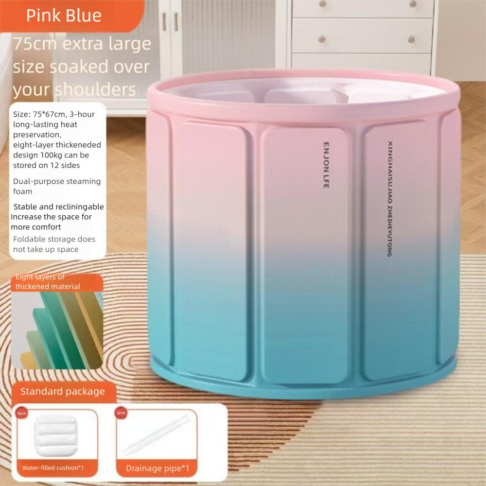 Round Enlarged Foldable Bath Tub Full Body Bath Bucket Portable Portable Bathtub Household