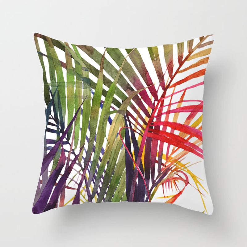 New Tropical Plant Fashionable Leaves Rainforest Pillow Case Cushion Cover Peach Leather Velvet Digital