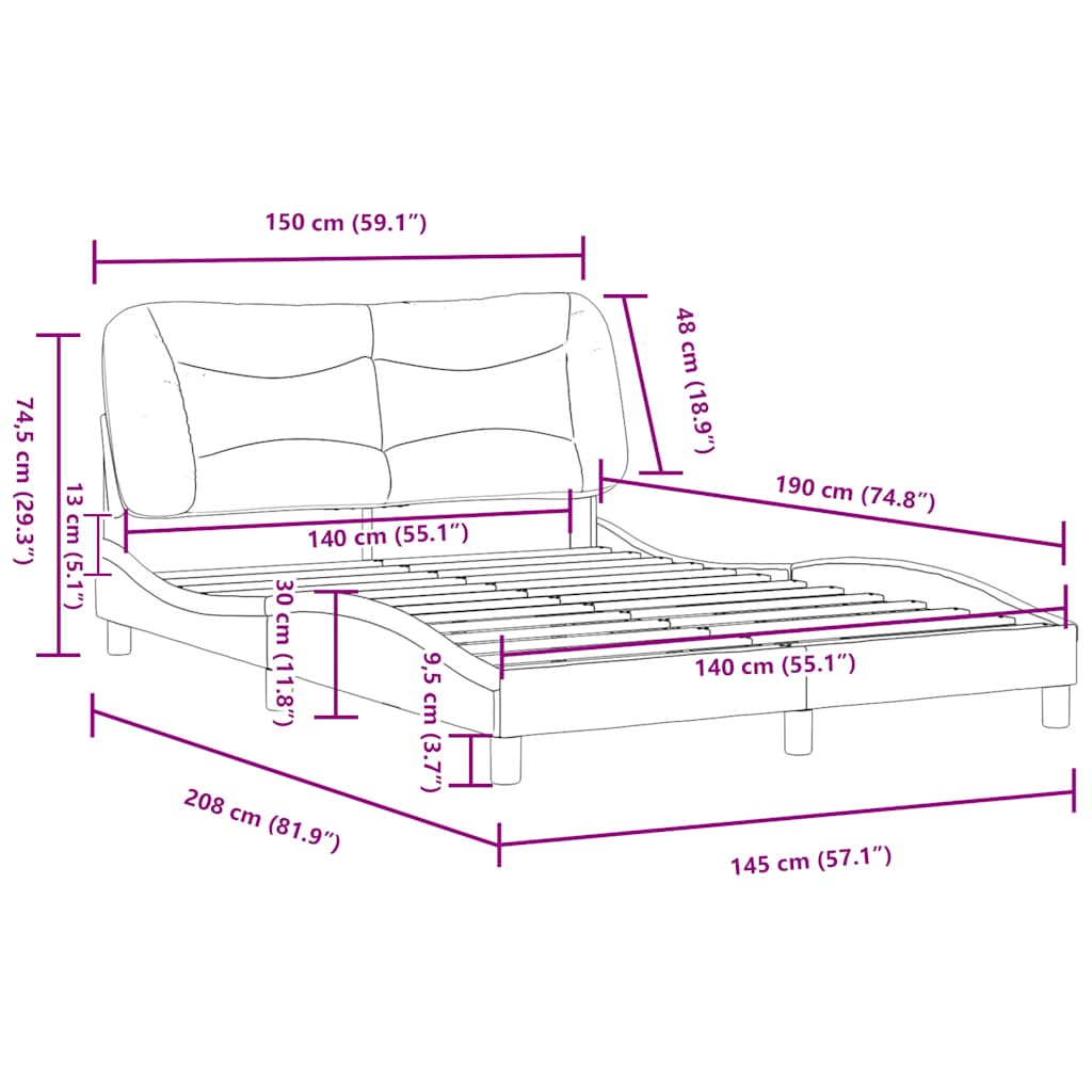 Bed Frame Without Mattress  Hvar  White 140x190 Cm Faux Leather