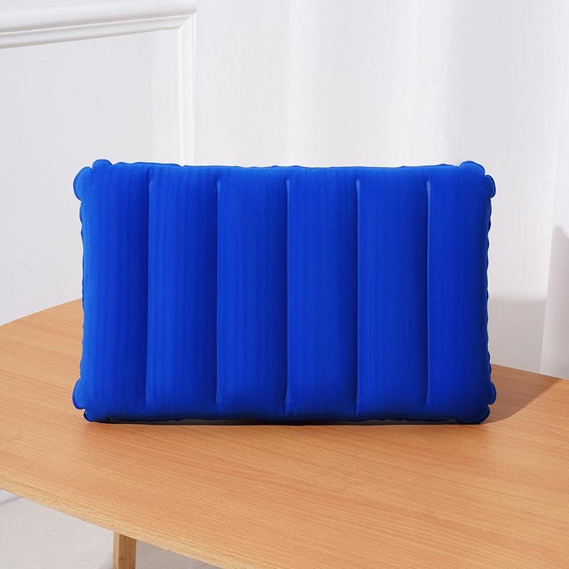 Inflatable Pillow Ultra Soft Flocked PVC Ergonomic Neck Support Foldable for Airplane Travel Camping Hiking