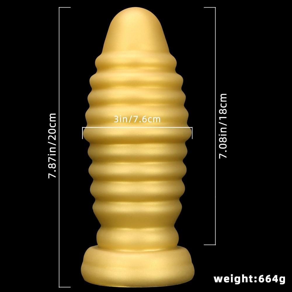 Gold Silikon Weiche Super Große Dicke Saugnapf Anal Expander Anal Plug Fisting Masturbator Großen Dildo Sex Spielzeug