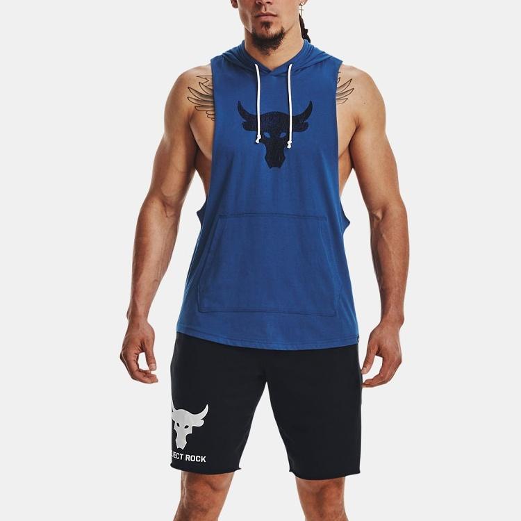 Under Armour Project Rock BSR Bull Sweat à capuche sans manches 'Bleu Noir' Homme 1376939-471