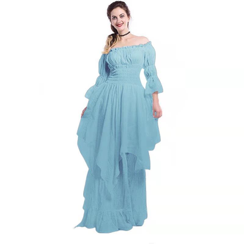 European and American Gorgeous Lace Flared Sleeve Dress Dress Vintage Gothic Dress Cosplay Ball Princess Dress