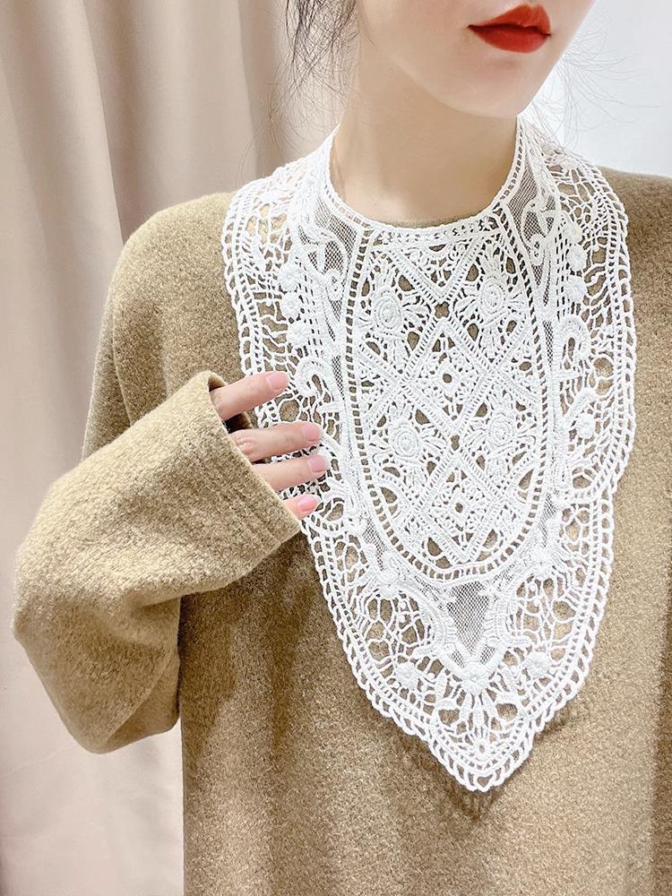 

Детский свитер из чистого хлопка на 2024 год со съемным кружевным воротником и шалью