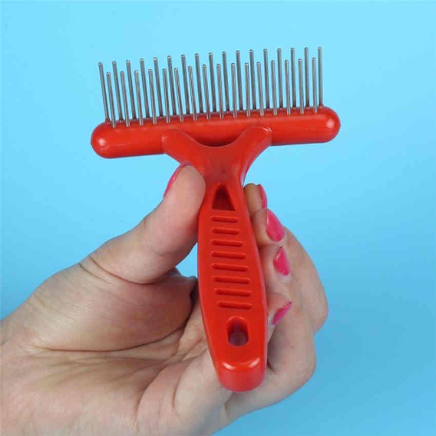 Pet Dog Rake Comb Double Row Pins Hair Fur Shedding Remove Cat Dog Rake Brush Comb Pet Grooming Tool