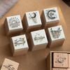 Audiophile Wooden Stamps Starry Sky Planet Moon Planner Diary Surreal Art Set of 16