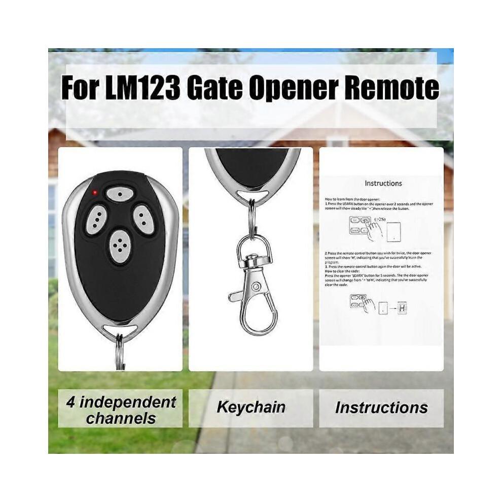4 Pcs 4 Channels Gate Opener Remote Compatible for Aleko LM123 433.92mhz Garage Door Remote Control