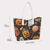 Halloween Themed Fashion Tote Bag Portable Daily Use Cute Pumpkin Ghost Printed Casual Shoulder Handbag