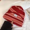 Hat Style Versatile Minimalist Retro Stripes Womens Warm Hatsbeanie Knitted