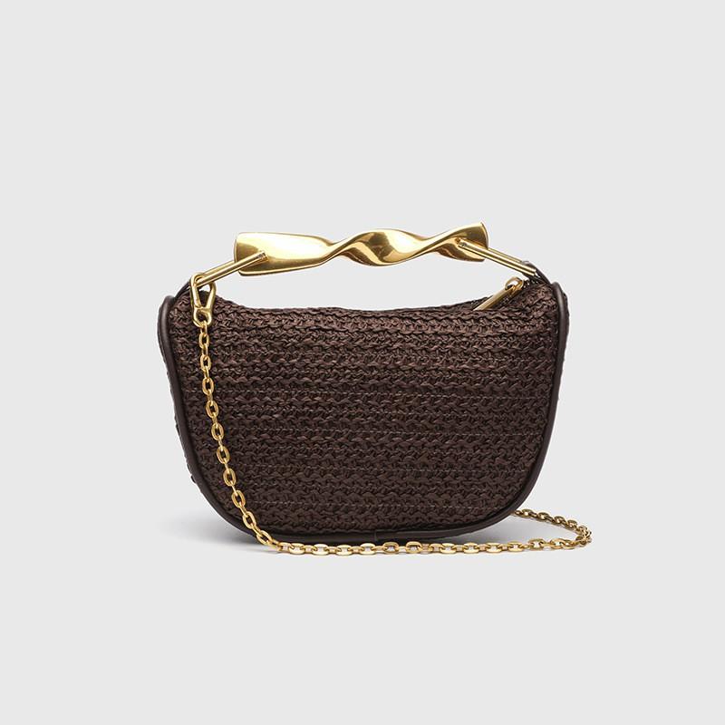 ZR Home Ähnlich Grenzüberschreitend Tragbar Gewebte Tasche Damen Neu Retro Kette Crossbody Stroh Unterarm