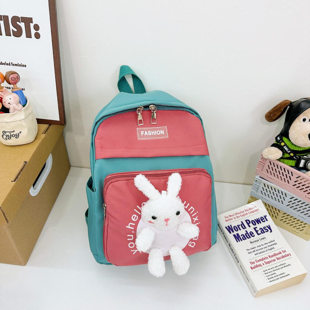 Adorable Bunny Kids Backpack For Preschool Boys And Girls Cute Rabbit Design зелёный