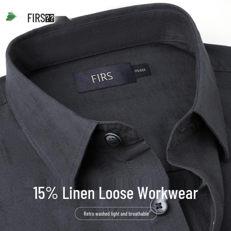 Мужская рубашка с коротким рукавом FIRS из смесовой ткани с льном L