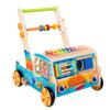 Baby Wooden Push Walker with Building Blocks, Xylophone, Puzzle, and Matching Toys