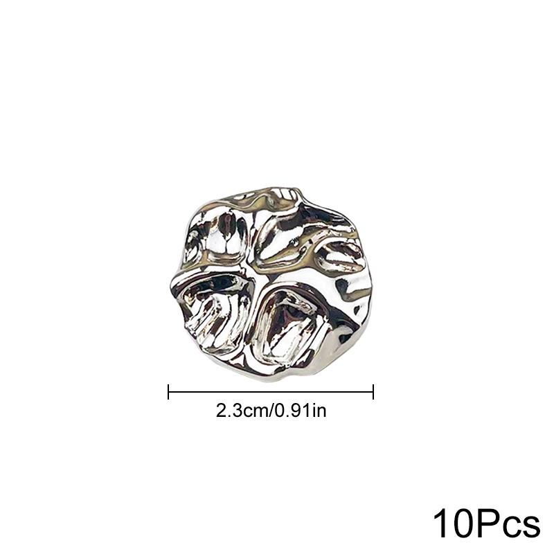 10 peças de acessórios de costura de vestuário de formato irregular, botões de liga de zinco dourados, fivela de superfície ondulada, botões de metal da moda, encaixes elegantes