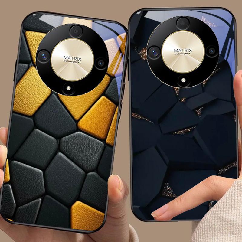 Geometric Stones For Honor 50 70 30 90 200 X5 X5b Plus X6 X8 4G 9 X9c Smart 30 Max Magic 4 5 Pro 7 Lite Glass Phone Case