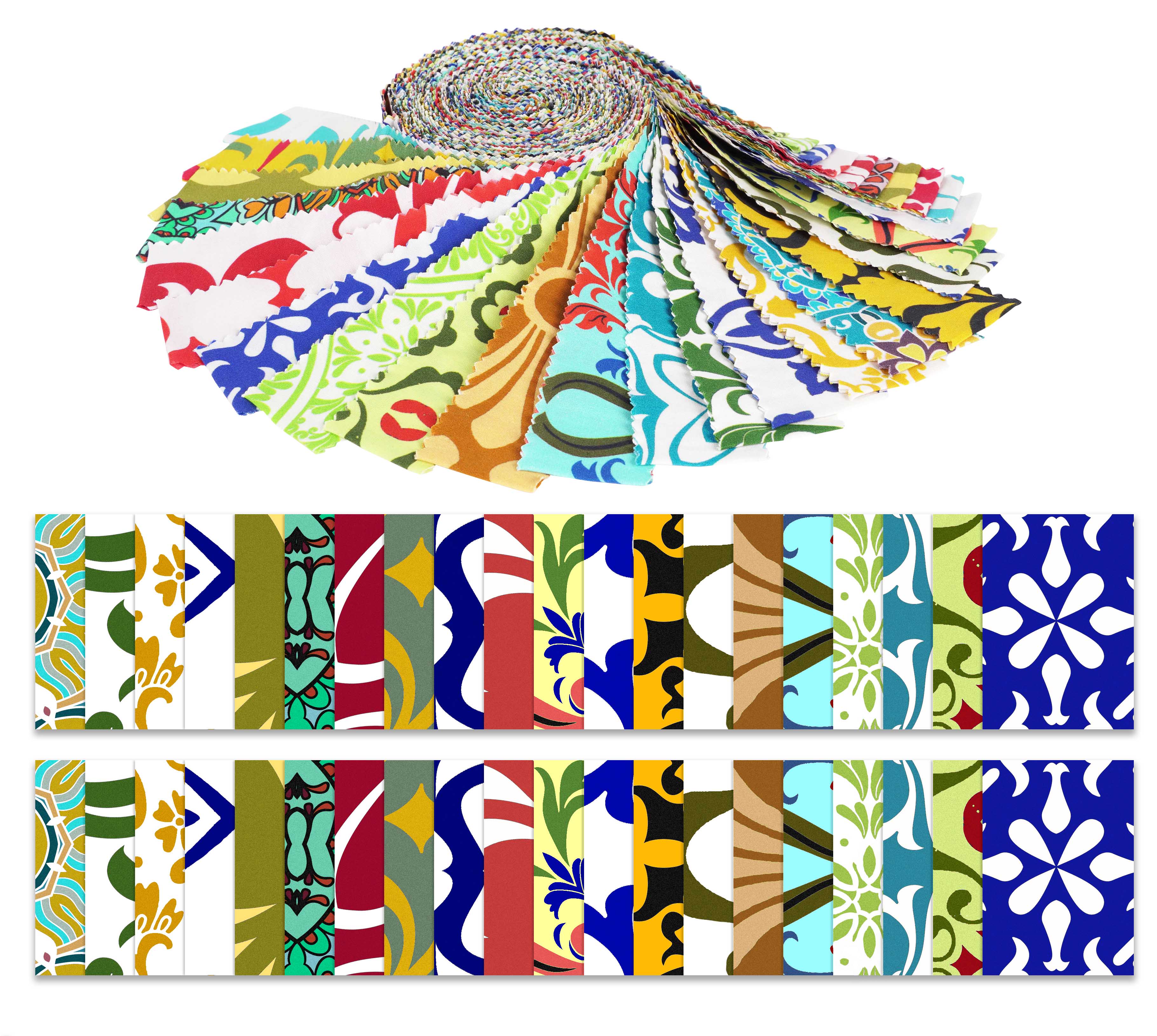 

Soimoi 40 шт. Мотиви з друкованими бавовняними тканинами для стьобання ремісничих смужок 2,5x42 дюйма Желейний рулон - 1.5x42 inches різнокольоровий