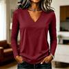 Top casual da donna a maniche lunghe, scollo a V, tinta unita, tessuto leggero, elastico, morbido, vestibilità comoda, per l'uso quotidiano