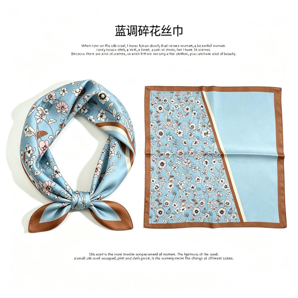 [111 Mulberry Silk] Spring and Autumn Versatile Colorful Scarf Small Scarf Silk Scarf 11cm Small Square Scarf Women
