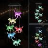 Solar Powered Dog Light Wind Chimes Lamp Color Changing Yard Decor