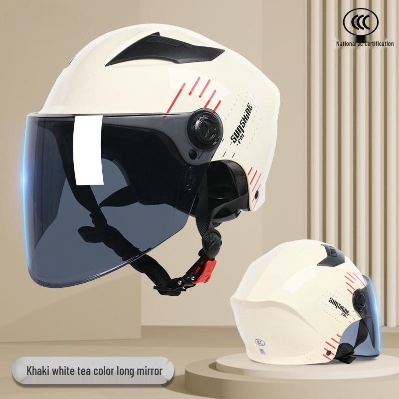 Unisex Certified Electric Motorcycle Helmet - Summer Sunscreen, Meets National Standards