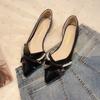 Pointed single shoes women's flat heels new fashion pearl side empty women's shoes gentle flat shoes